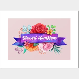 Blessed MomMom Design with Watercolor Roses Posters and Art